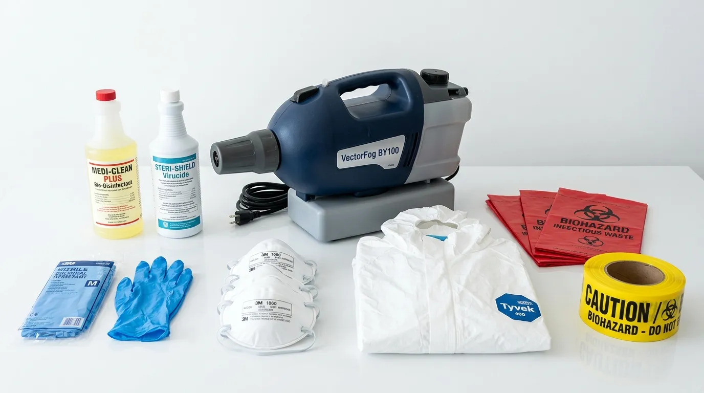 Professional biohazard remediation crew working in Burton