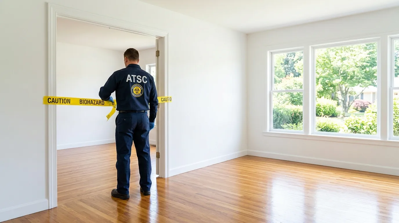 Certified biohazard cleanup crew performing Crime Scene Cleanup in Burton